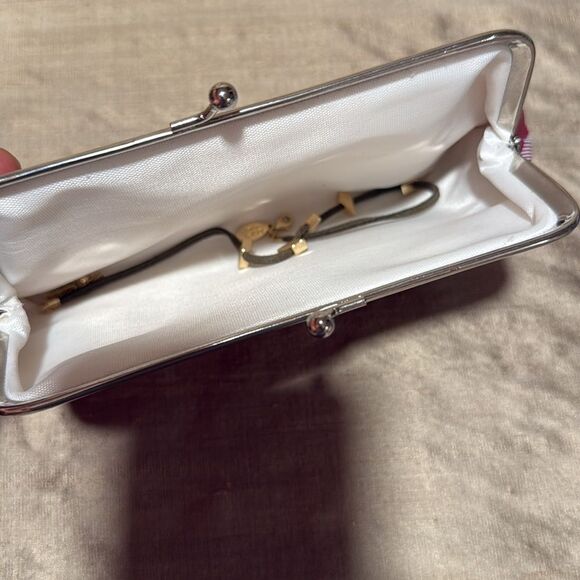 Loft Gold and chocolate leather wrap Bracelet or choker & preppy snap jaw clutch - Picture 10 of 10